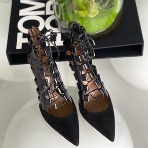 Aquazurra Black Suede Heels